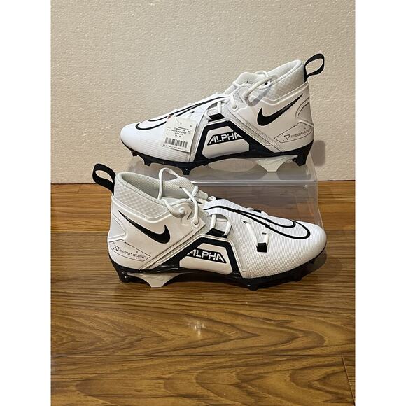 NWT Men\'s Nike Alpha Menace Pro 3 Football Cleats White Black CT6649-108 Size 12 main image 7